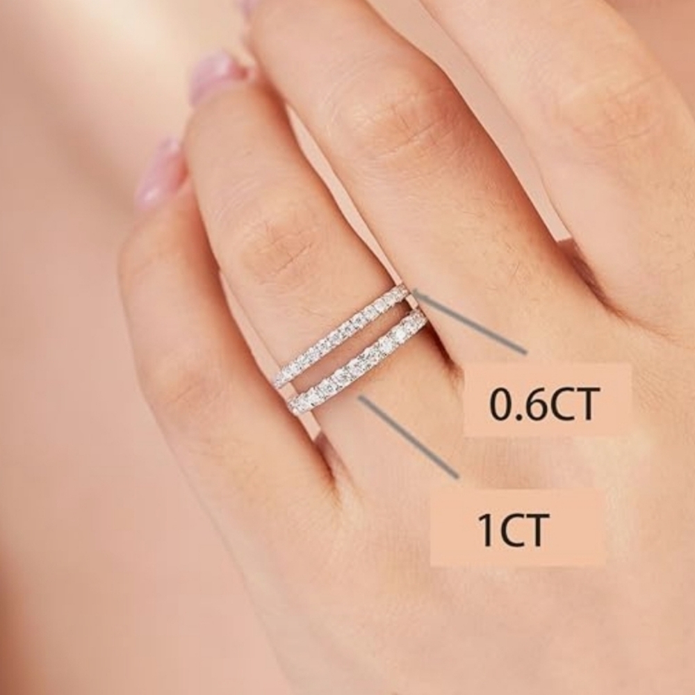 1 CT GENUINE Moissanite Wedding Band, Wedding Rings D Color - Picture 4 of 12